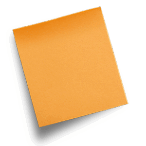 A single orange sticky note tilted out of line, symbolizing how small moments of miscommunication can shift an idea toward the classroom.