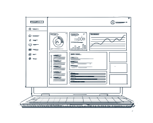 Illustration of computer presenting a dashboard