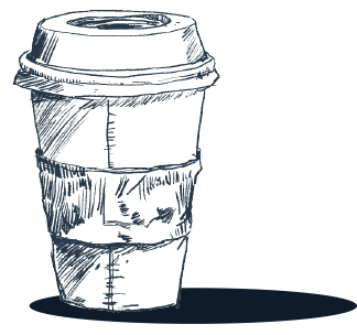 drawing of a to-go coffee paper cup