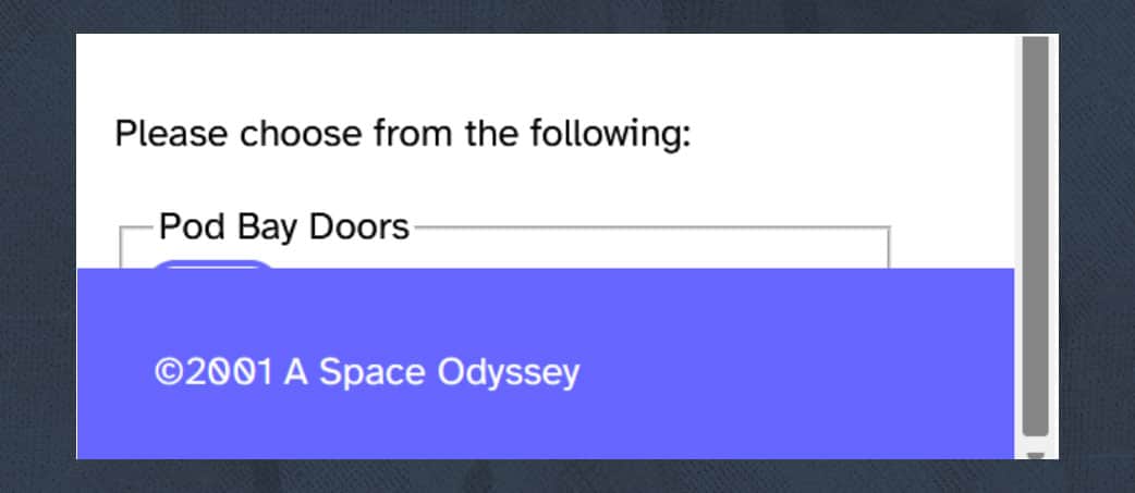 WCAG 2.2 example: sticky footer covering page content